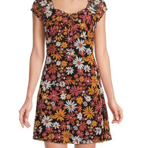 Hippie Juniors Mesh Babydoll Flower Power Dress Sz L (11-13) Festival Y2K